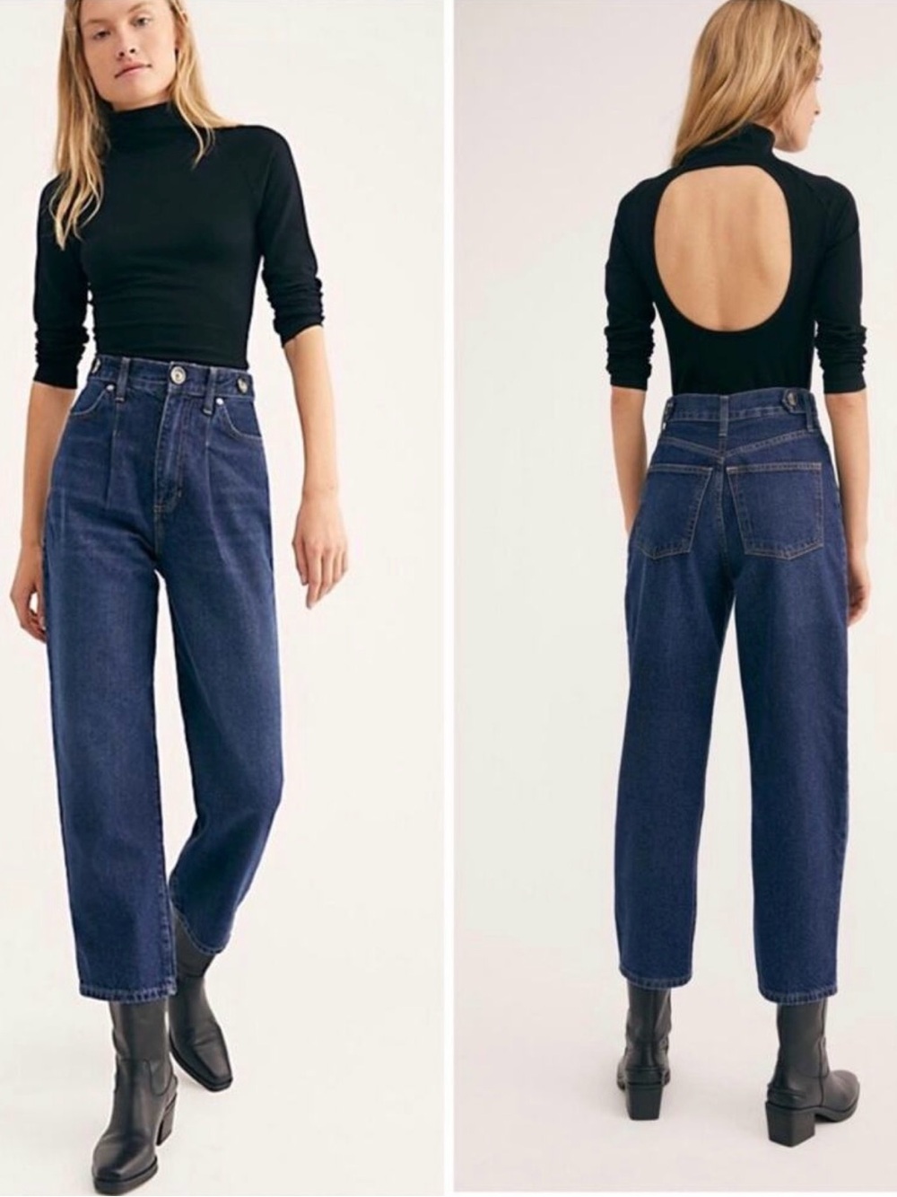 FREE PEOPLE | WE THE FREE Button Waistband Mom Jeans High Rise Pleated Size 27